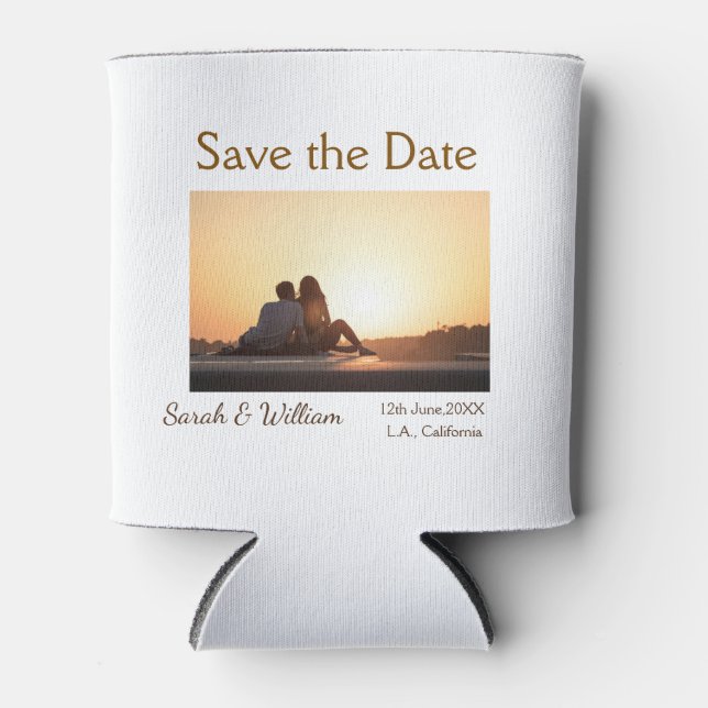 Foto Classic White elegante Typografy Hochzeit Mod Dosenkühler (Vorderseite)