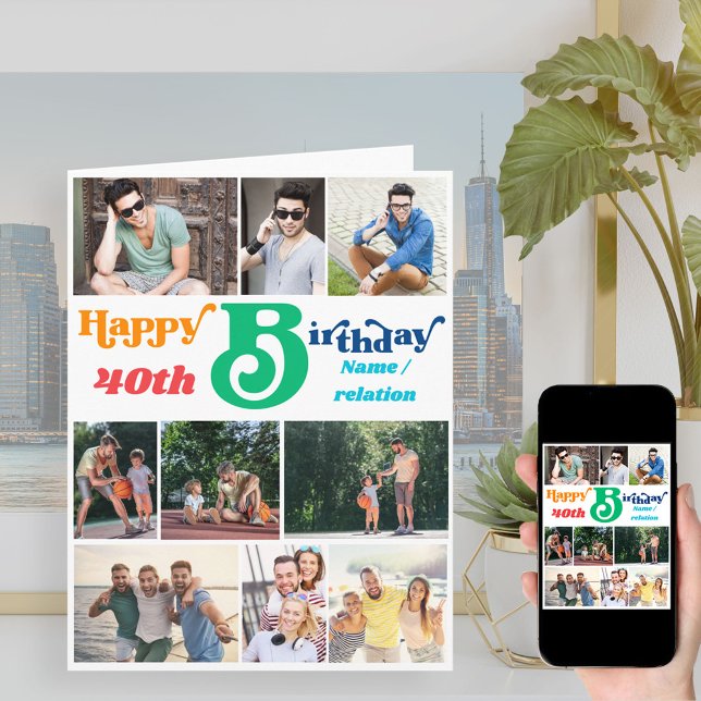 Foto Collage 10 Bildername und jedes Alter Geburts Karte (Von Creator hochgeladen)