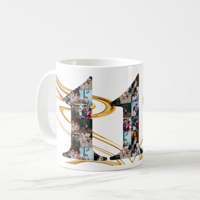 Foto Collage 11 Jahre Jubiläumsgeschenke nach Jahr Kaffeetasse (Vorderseite Links)