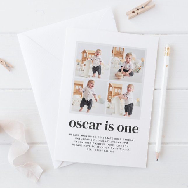 Foto Collage 1. Geburtstag Junge Einladung (Von Creator hochgeladen)