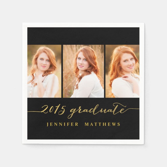 Foto Collage 2015 Graduation Party Paper Napkin Serviette (Vorderseite)