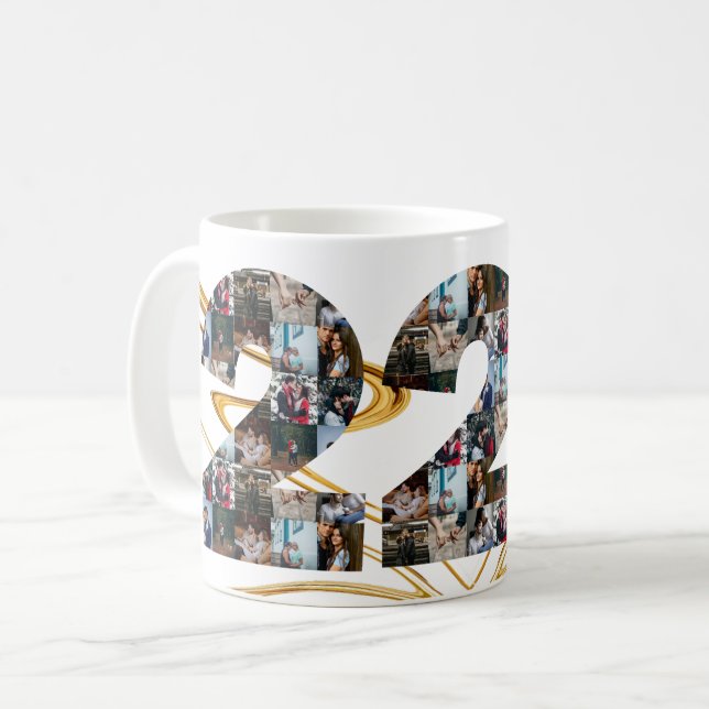 Foto Collage 22 Jahre Jubiläumsgeschenke nach Jahr Kaffeetasse (Vorderseite Links)