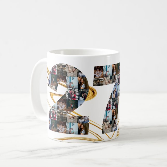 Foto Collage 27 Jahre Jubiläumsgeschenke nach Jahr Kaffeetasse (Vorderseite Links)