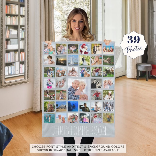 Foto Collage 39 Bilder bearbeitbar Grau Farbe Fleecedecke (Von Creator hochgeladen)