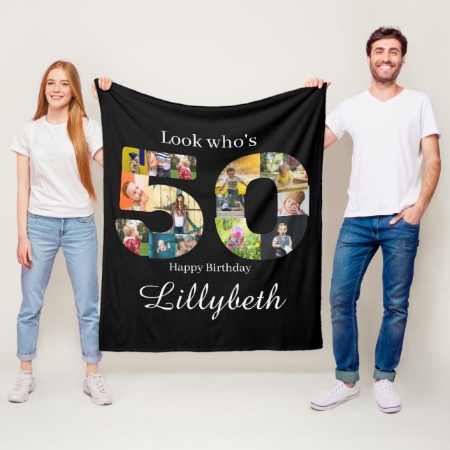 Foto Collage 50. Geburtstag Fleece Blanket (Beispiel)