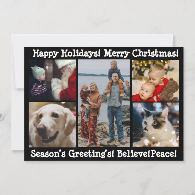 Foto Collage 5 Frohe Weihnachtsfeiertage Feiertagskarte (Vorderseite)