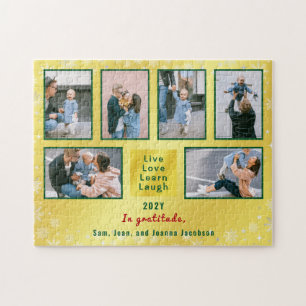 Foto-Collage 6 Bilder Live Love Learn Laugh Golden
