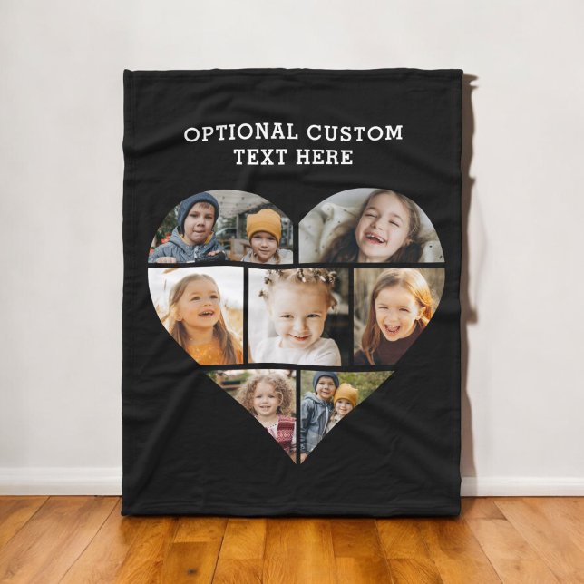 Foto-Collage 7 Bild Personalisiert Schwarz Fleecedecke (Von Creator hochgeladen)
