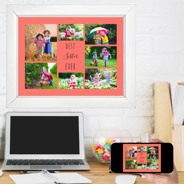 Foto Collage 7 Bilder Beste Schwester je Koralle Poster (Von Creator hochgeladen)