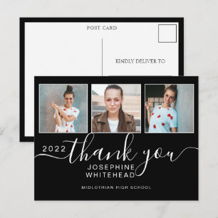 Foto Collage Abschluss Vielen Dank 2022 Black Postkarte