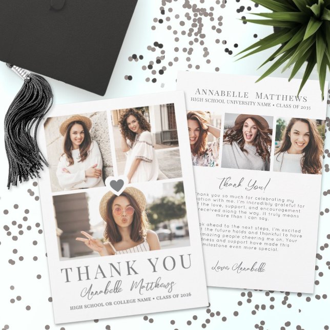Foto-Collage Abschlussfeier Dankeskarte (Photo Collage Graduation Thank You Card)