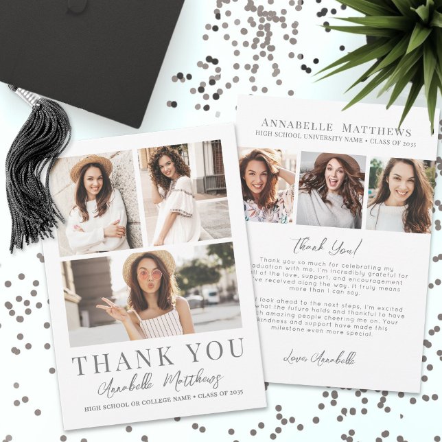 Foto-Collage Abschlussfeier Dankeskarte (Photo Collage Graduation Thank You Card)