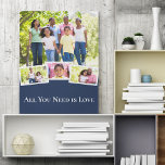 Foto Collage Alles was Sie brauchen ist Liebe Blau Leinwanddruck<br><div class="desc">Stilvoll gepackte Leinwand für Sie, um Ihre eigene einzigartige Collage aus Foto zu erstellen. Das Design besteht aus 4 Ihrer Lieblings-Fotos (Familie, Hochzeit, Haustiere, etc.), die als Hauptbild mit 3 kleineren Bildern etwas überlagert sind. Weiße Rahmen und weiße, moderne Typografie vervollständigen das Aussehen mit der Formulierung "Alles, was Sie brauchen,...</div>