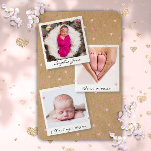 Foto-Collage Baby Girl Geburtsstatistik Ankündigun Magnet