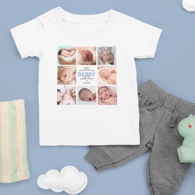 Foto Collage Baby T - Shirt zum ersten Mal am Vate (Von Creator hochgeladen)