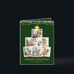 Foto-Collage Baum grüne Lichter gefaltet Feiertagskarte<br><div class="desc">Foto-Collage Baum grüne Lichter gefaltete Weihnachtskarte</div>