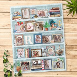 Foto Collage Beach Bookcase für Familien Personal Fleecedecke