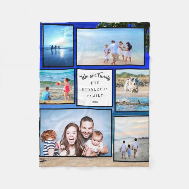 Foto Collage Beach Wir sind Familie Fleecedecke (Vorderseite)