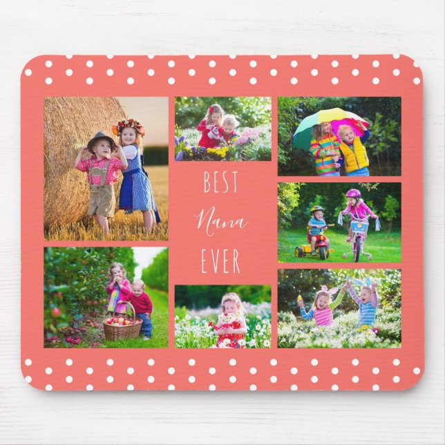 Foto Collage Best Nana Ever Coral Mousepad (Vorne)