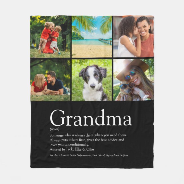 Foto Collage Best Oma, Granny Definition Fleecedecke (Vorderseite)