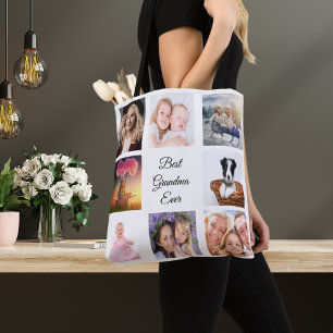 Foto Collage Beste Oma je Großmutter weiß Tasche