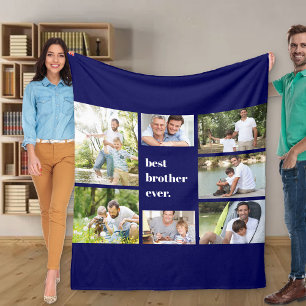 Foto Collage Bester Bruder je Navy Blau Fleecedecke