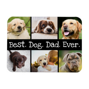 Foto Collage Bester Hund Vater je in Schwarz und W Magnet