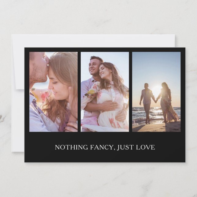 Foto Collage Black Modern Wedding Empfang Einladung (Vorderseite)