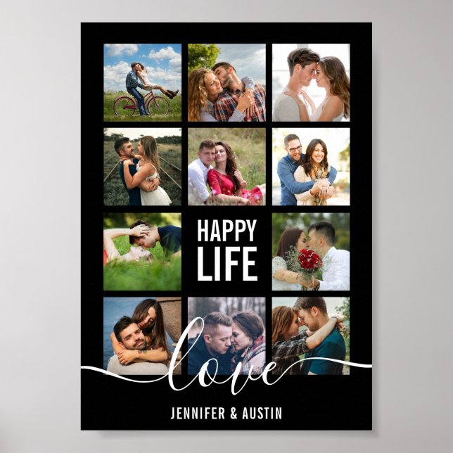 Foto Collage Black Wedding Poster (Vorne)