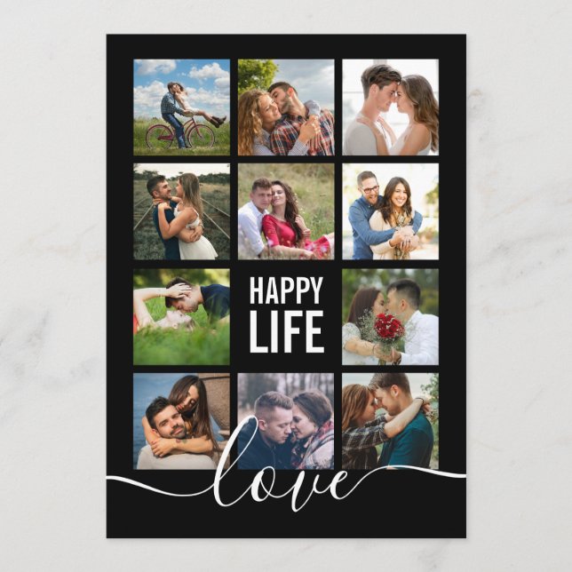 Foto Collage Black Wedding Program Programm (Vorderseite)