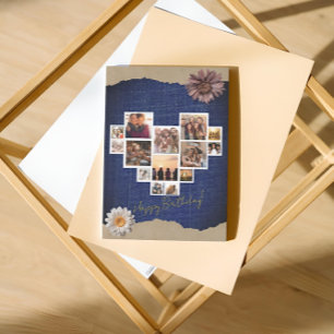 Foto Collage Blue Denim Custom Einladungskarte