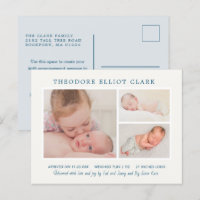 Foto Collage Blue Handsome Boy Birth Ankündigung
