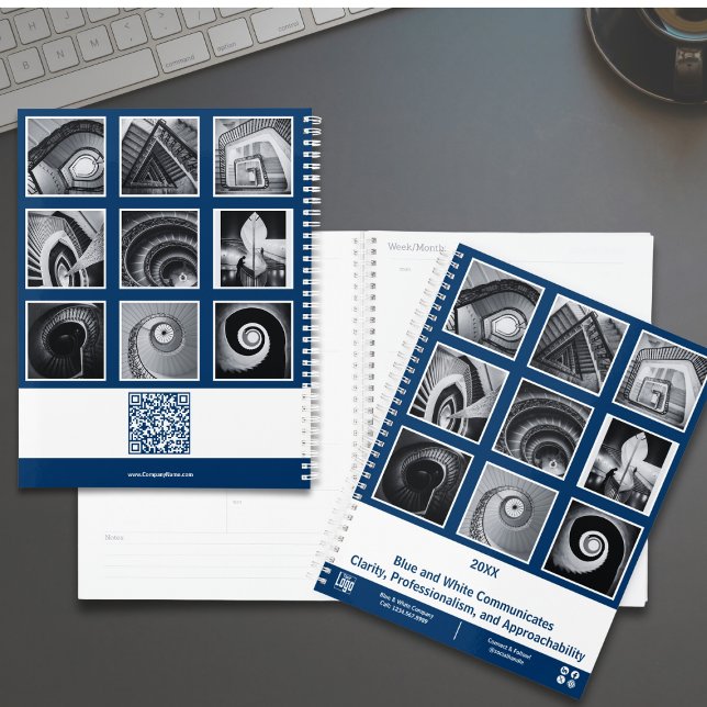 Foto Collage Blue White Small Business Planer (Photo Collage Blue White Small Business Planner)