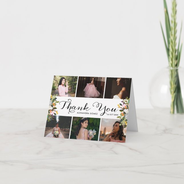 Foto Collage Blumenstrauß Dankeschön Karte (Vorderseite)