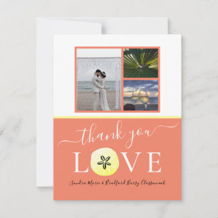 Foto Collage Burnt Orange Coral Wedding / Liebe Dankeskarte