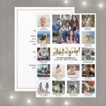 Foto Collage & Captions Was für ein Jahr Gold Whit Feiertagskarte<br><div class="desc">Was für ein Jahr zu erinnern! Senden Sie stilvolle und fröhliche Grüße und teilen Sie 15 Ihrer Lieblingsfotos mit einer individuellen 12x18 Foto Collage Urlaubskarte. (IMAGE PLACEMENT TIP: Eine einfache Möglichkeit, ein Foto genau so zu zentrieren, wie Sie es gewollt haben, ist es, es einzuschneiden, bevor Sie es auf die...</div>