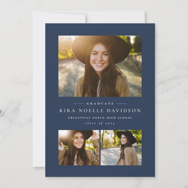 Foto Collage Classic Marine Abschluss Ankündigung (Vorderseite)