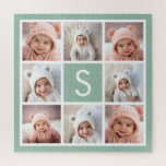 Foto Collage Custom Monogram Minze Green<br><div class="desc">Für dieses Design können Sie Instagram-Fotos verwenden. Verwenden Sie 8 quadratische Foto, um ein einzigartiges und persönliches Geschenk zu kreieren. Oder man behalte den Hipster Welpe und macht einen trendigen Sake. Wenn Sie die Bilder anpassen müssen, klicken Sie auf das Werkzeug anpassen, um Änderungen vorzunehmen.</div>