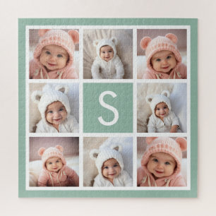 Foto Collage Custom Monogram Minze Green