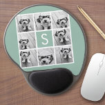 Foto Collage Custom Monogram Minze Green Gel Mousepad<br><div class="desc">Für dieses Design können Sie Instagram-Fotos verwenden. Verwenden Sie 8 quadratische Foto,  um ein einzigartiges und persönliches Geschenk zu kreieren. Oder man behalte den Hipster Welpe und macht einen trendigen Sake. Wenn Sie die Bilder anpassen müssen,  klicken Sie auf das Werkzeug anpassen,  um Änderungen vorzunehmen.</div>