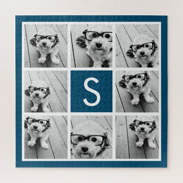 Foto Collage Custom Monogram Navy Blue (Vertikal)