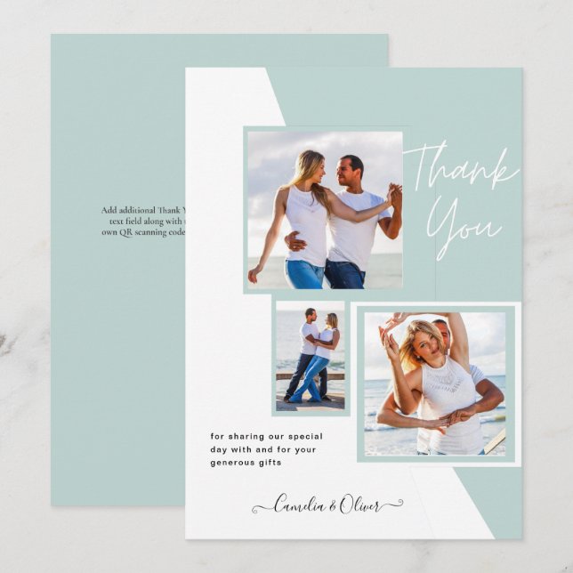 Foto Collage DANK IHNEN Hochzeit/Baby/Graduate/JA Einladung (Vorne/Hinten)