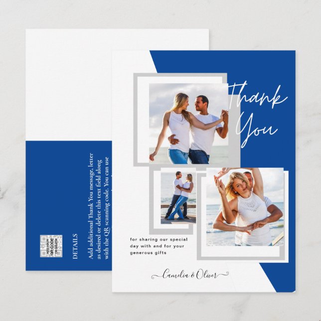 Foto Collage DANK IHNEN Hochzeit/Baby/Graduate/JA Postkarte (Vorne/Hinten)
