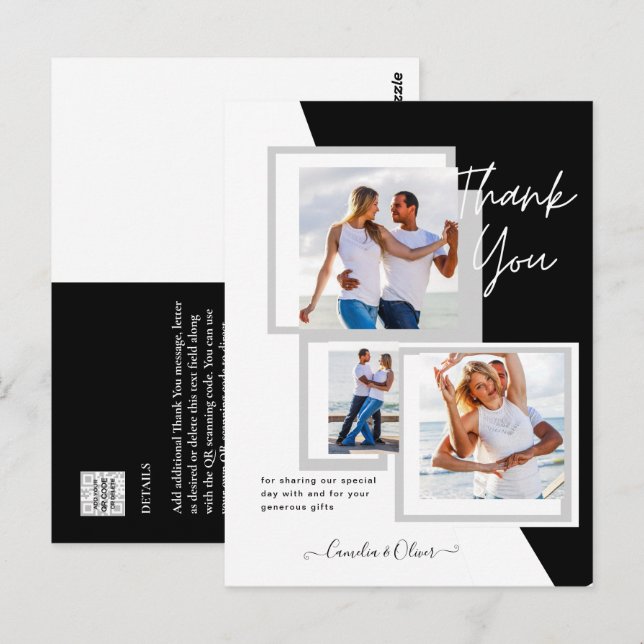 Foto Collage DANK IHNEN Hochzeit/Baby/Graduate/JA Postkarte (Vorne/Hinten)