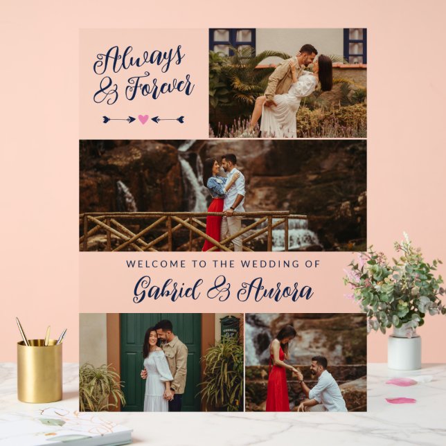 Foto-Collage der Marine Arrow immer für immer Will Acrylschild (Hochzeit)