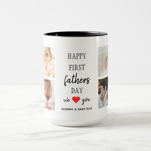 Foto Collage des ersten Vaters | Vater Coffee Tass Tasse (Zentrum)