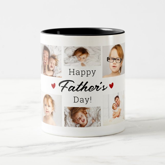 Foto-Collage des Vaters Zweifarbige Tasse (Father's Day Photo Collage Two-Tone Coffee Mug)