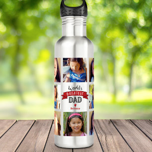 Foto Collage DYI Weltweit Bester Vater Rotes Banne Edelstahlflasche