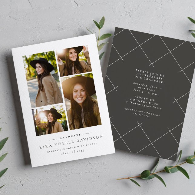 Foto Collage einfache Graduierungsparty Einladung (Von Creator hochgeladen)
