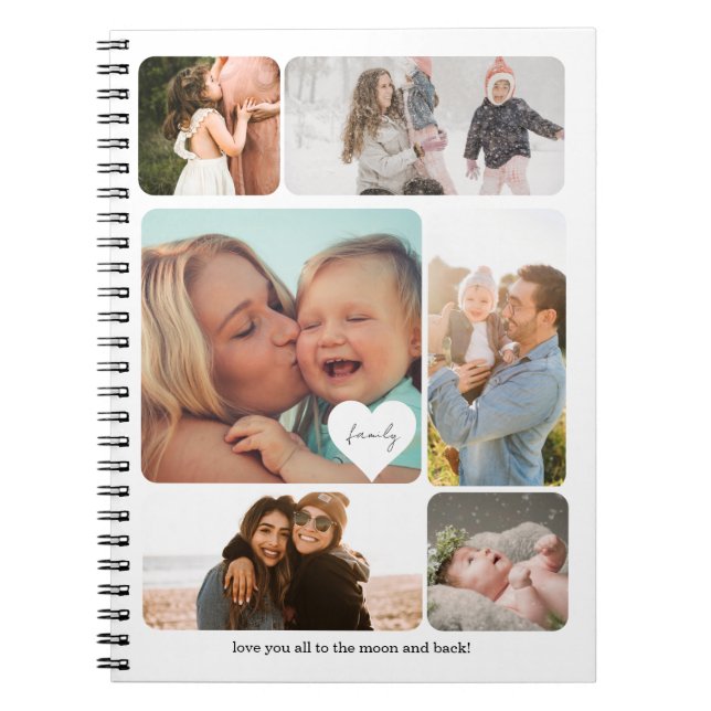 Foto Collage Einfache Mama Vater Kindertagebuch Notizblock (Vorderseite)